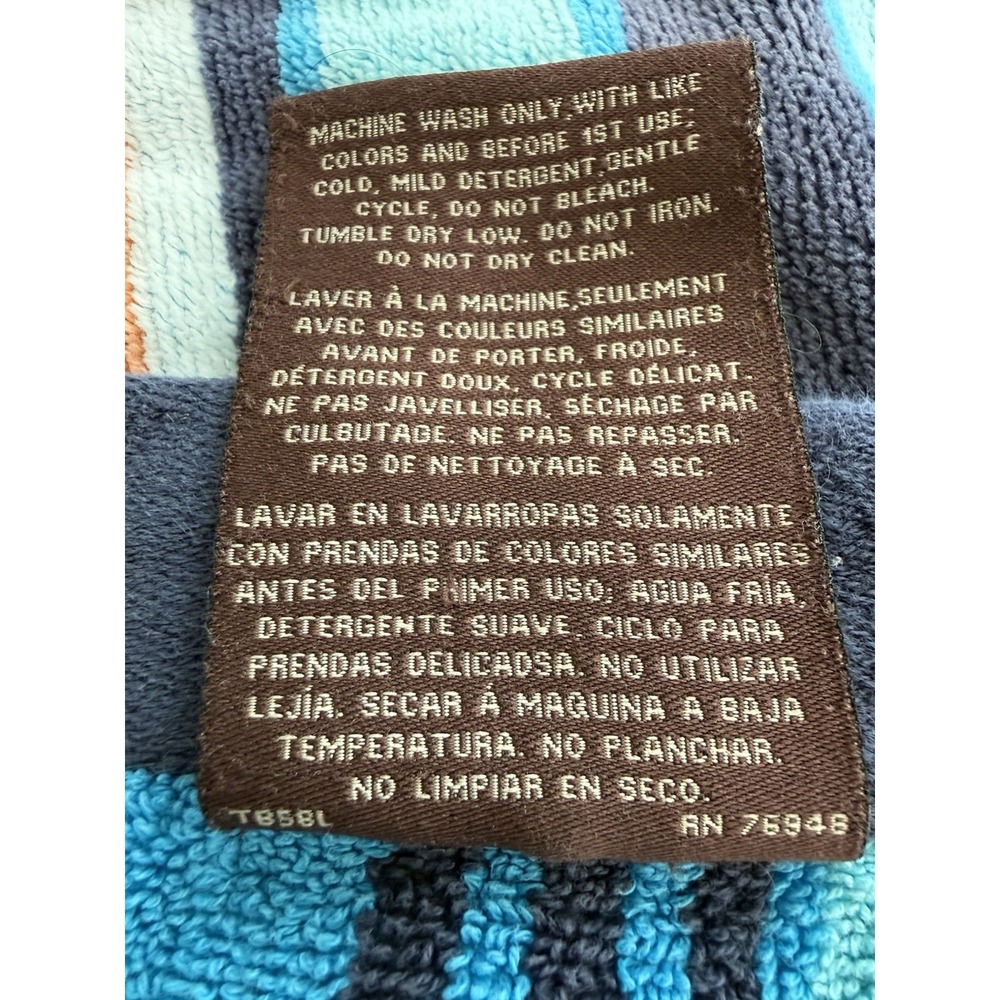 Tommy Bahama Home Beach Towel Blue Orange Turquoise Stripe 100% Cotton 62x34" - Picture 3 of 3